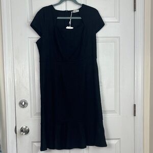 NEW NWT Grace Karin Classic Textured Black Midi Dress Cotton Viscose Blend 2XL